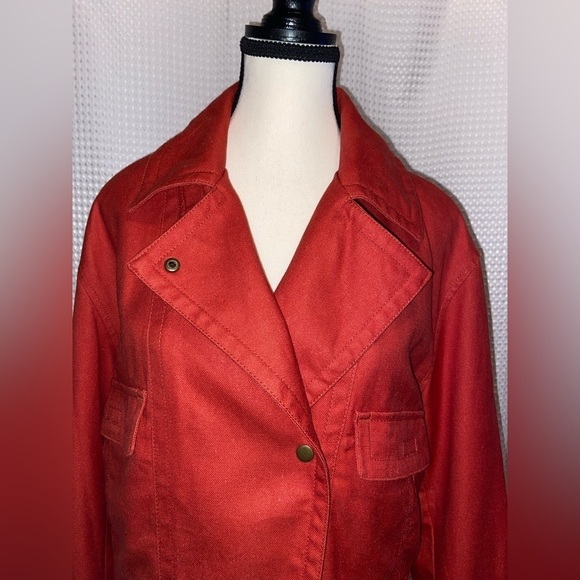 Women’s Banana Republic dune red hemp blend crop Amelia flight Jacket size small - Picture 6 of 16